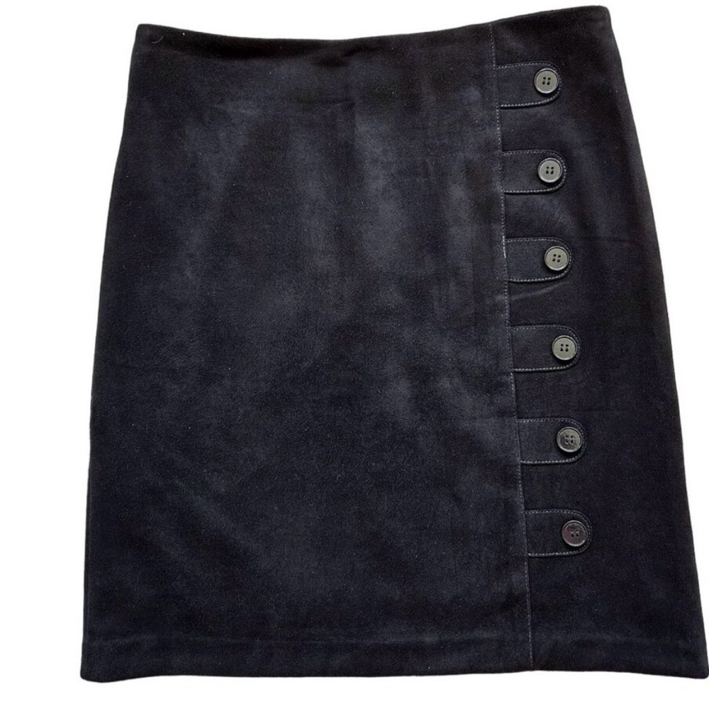 J McLaughlin Pencil Skirt Womens Size 8 Black Strech Faux Suede Boho Career - Picture 4 of 7